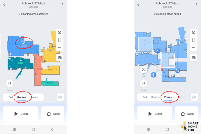 Уборка одной комнаты или уборка отдельной зоны задается в приложении Roborock S7 MaxV Ultra.